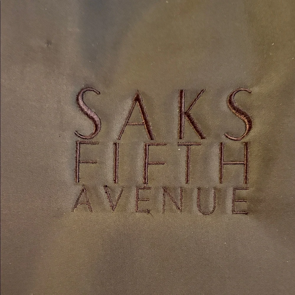 Saks Fifth Avenue Dark Brown Carryall Satin Tote - Picture 3 of 11